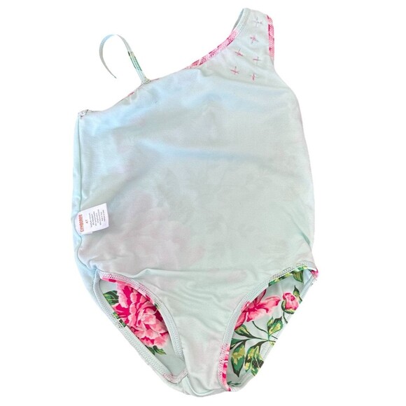 Gymboree Girls Size 4T Swim Suit Sleeveless One Piece Splish Splash Green - Picture 4 of 5